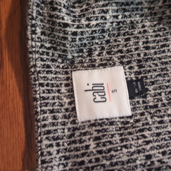 Cabi "The Times" long knit Jacket Blazrr black print Preppy Outerwear  sz S - Picture 8 of 11